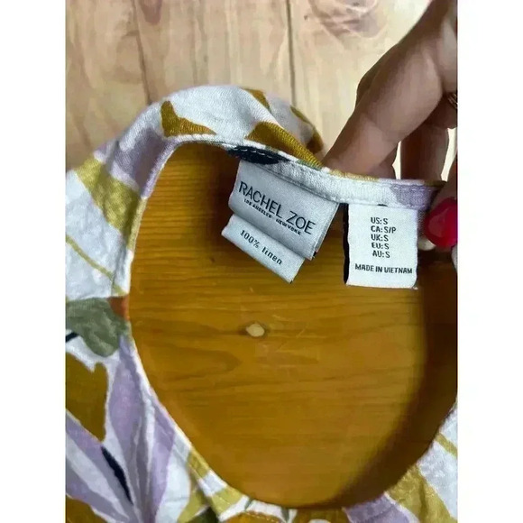 Rachel Zoe 100% Linen Floral Top Blouse Size S - Picture 2 of 6